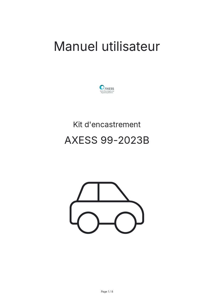 Page n°1 - Manuel utilisateur AXESS 99-2023B
