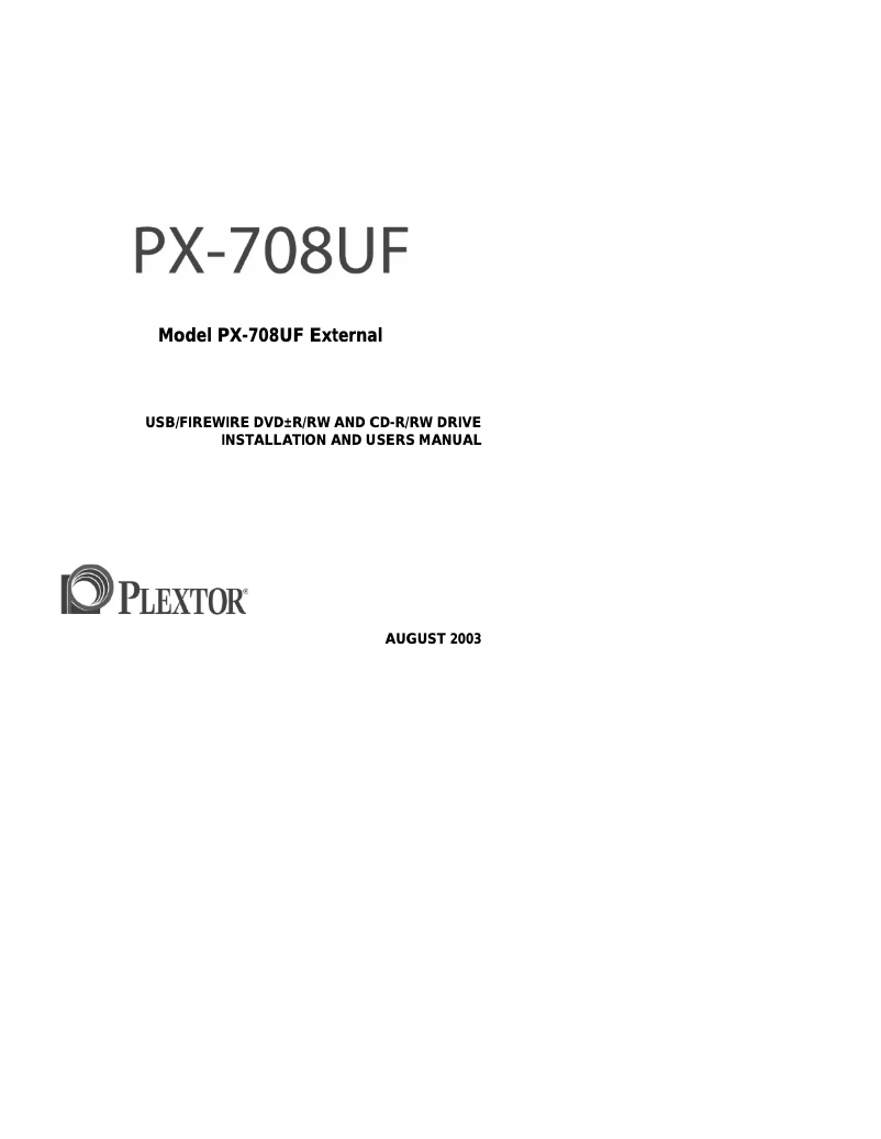 Image de la première page du manuel de l'appareil PX-708UF