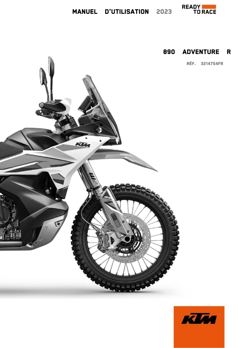 Page 1 de la notice Manuel utilisateur KTM 890 Adventure R (2023)