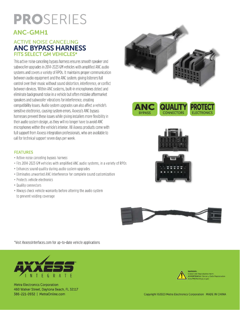 Page 1 de la notice Fiche technique AXESS ANC-GMH1