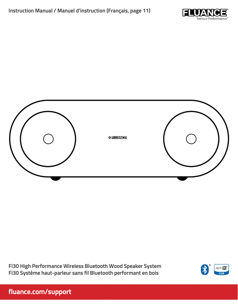 Page 1 de la notice Manuel utilisateur Fluance Fi30