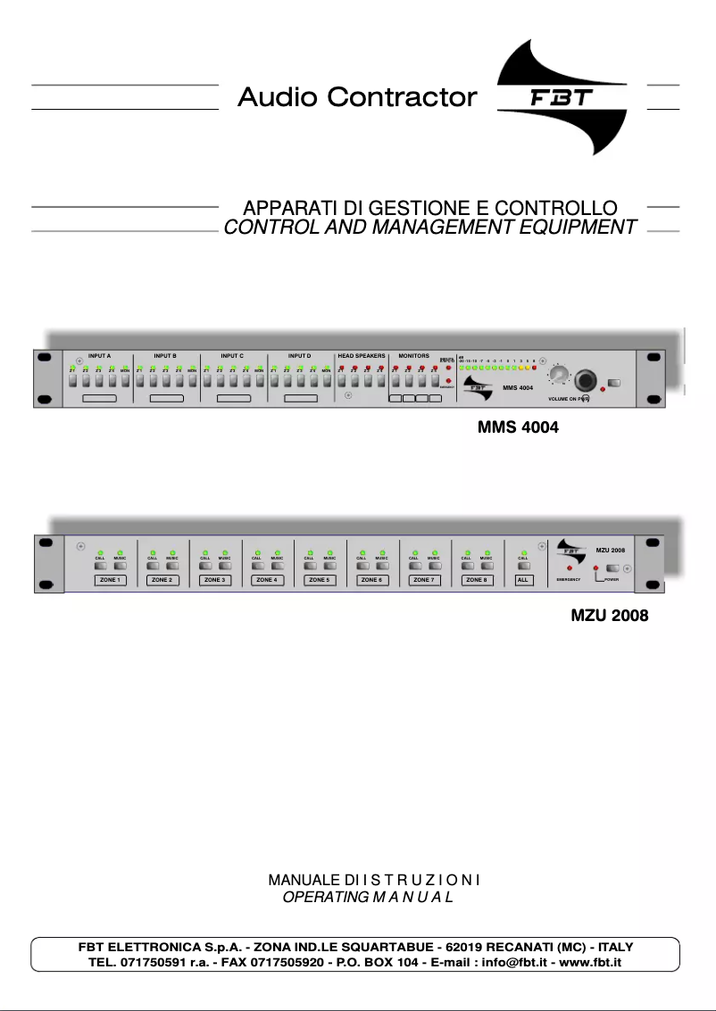 Página 1 del manual Manual de usuario FBT MZU 2008