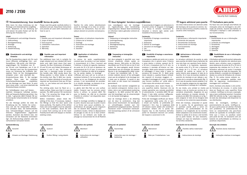 Page n°1 - Manuel utilisateur Abus 2130