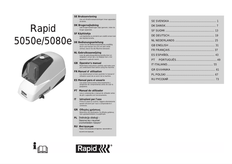 Page 1 de la notice Manuel utilisateur Rapid 5080E