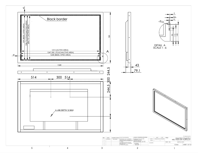 Page n°1 - Dessin technique NEC MultiSync P553