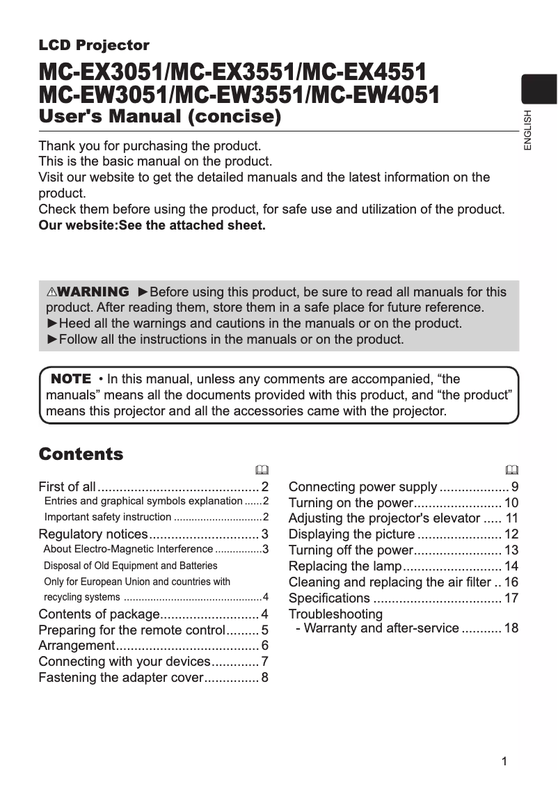 Page 1 de la notice Manuel utilisateur Maxell MC-EX3051
