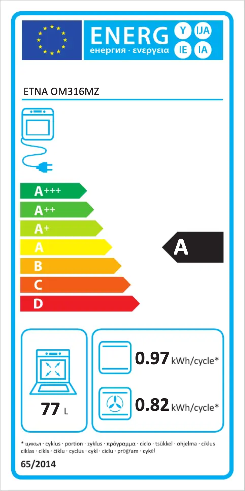 Page n°1 - Label énergétique Etna OM316MZ