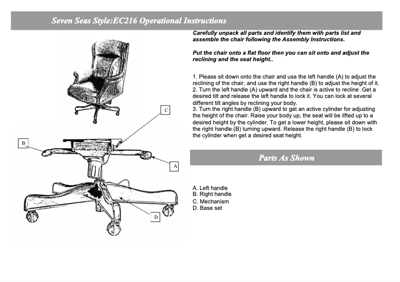 Page 1 de la notice Manuel utilisateur Hooker EC216