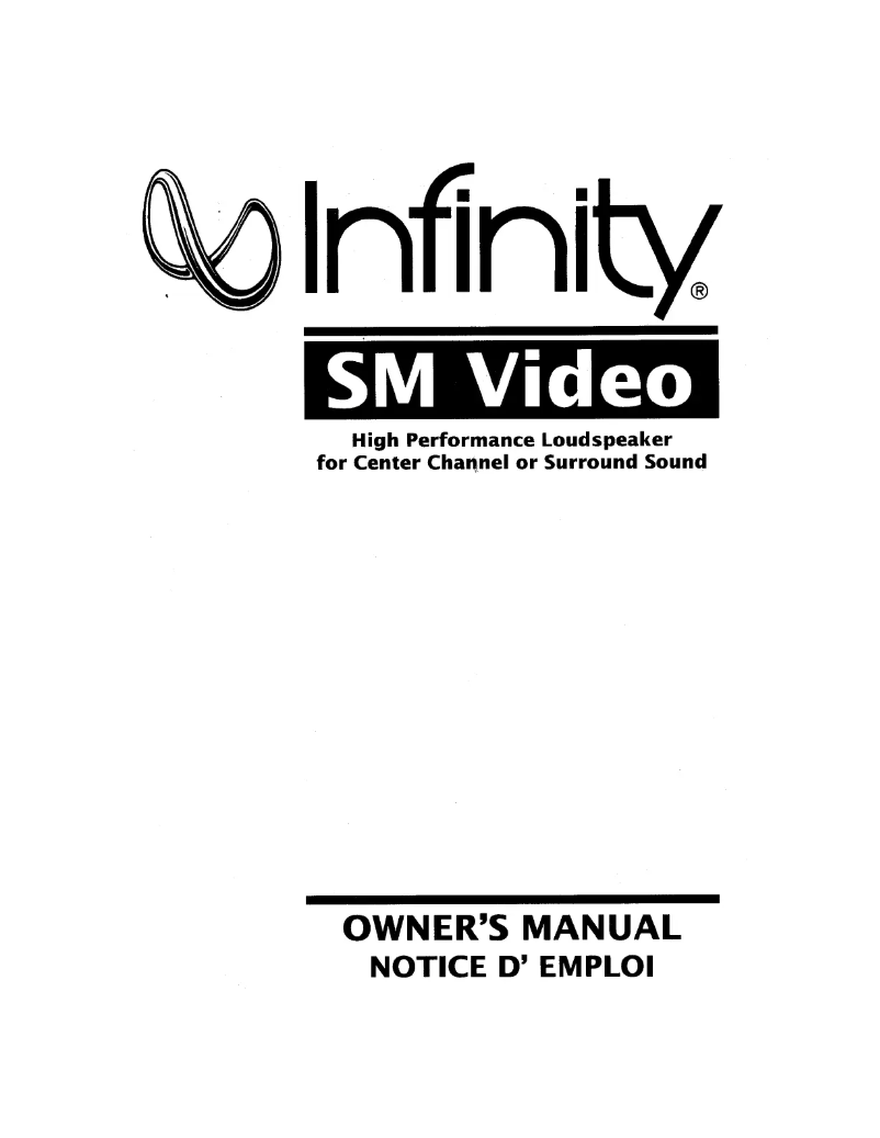 Page 1 de la notice Manuel utilisateur Infinity SM Video