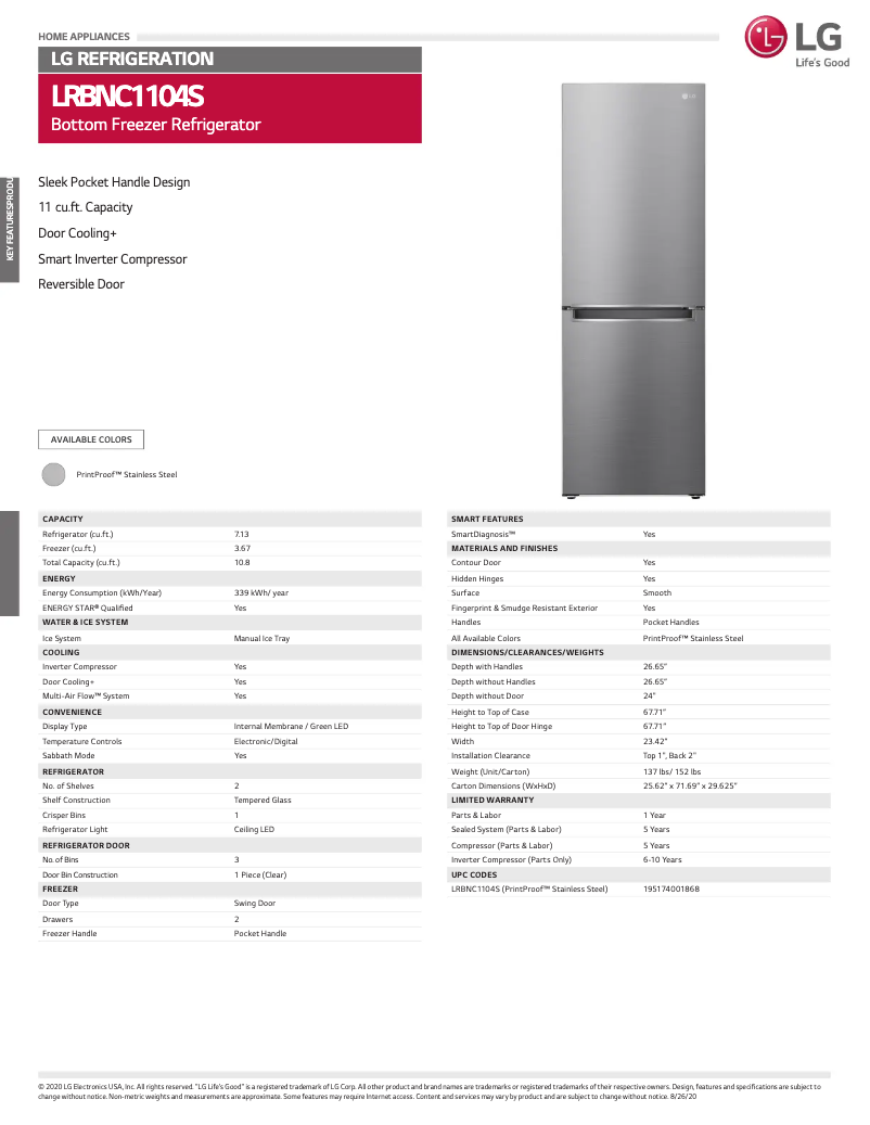 Image de la première page du manuel de l'appareil LRBNC1104S