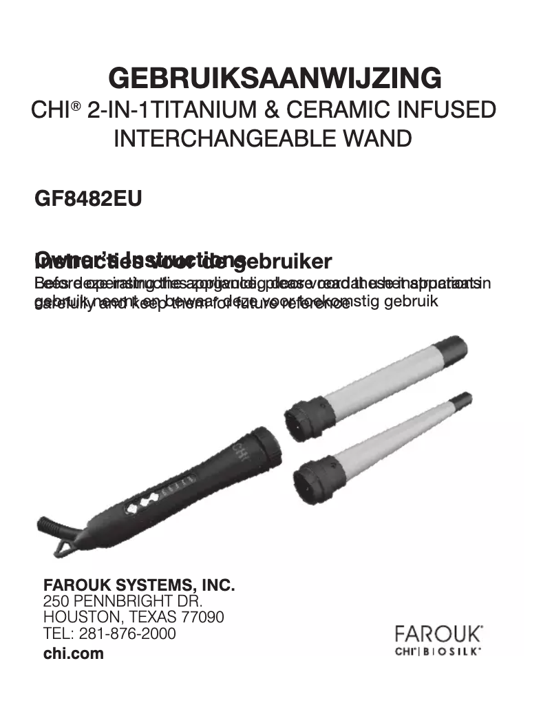 Image de la première page du manuel de l'appareil 2-in-1 Ceramic & Titanium GF8482EU