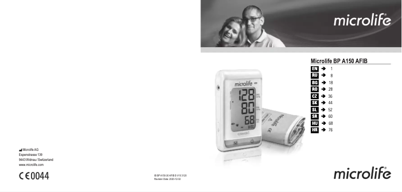 Page n°1 - Manuel utilisateur Microlife BP A150 AFIB