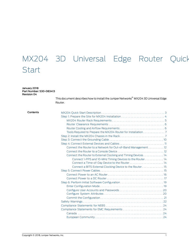 Page n°1 - Manuel utilisateur Juniper MX204