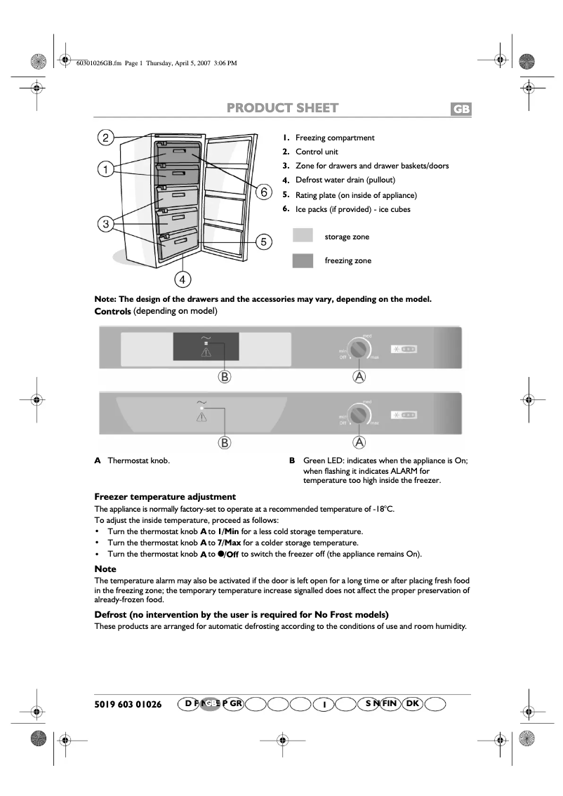 Page 1 de la notice Manuel utilisateur Whirlpool AFG 821