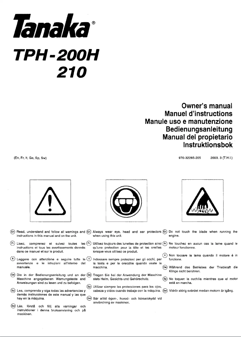 Page 1 de la notice Manuel utilisateur Tanaka TPH-210