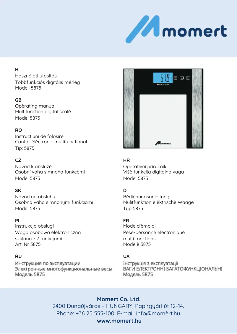 Page n°1 - Manuel utilisateur Momert 5875