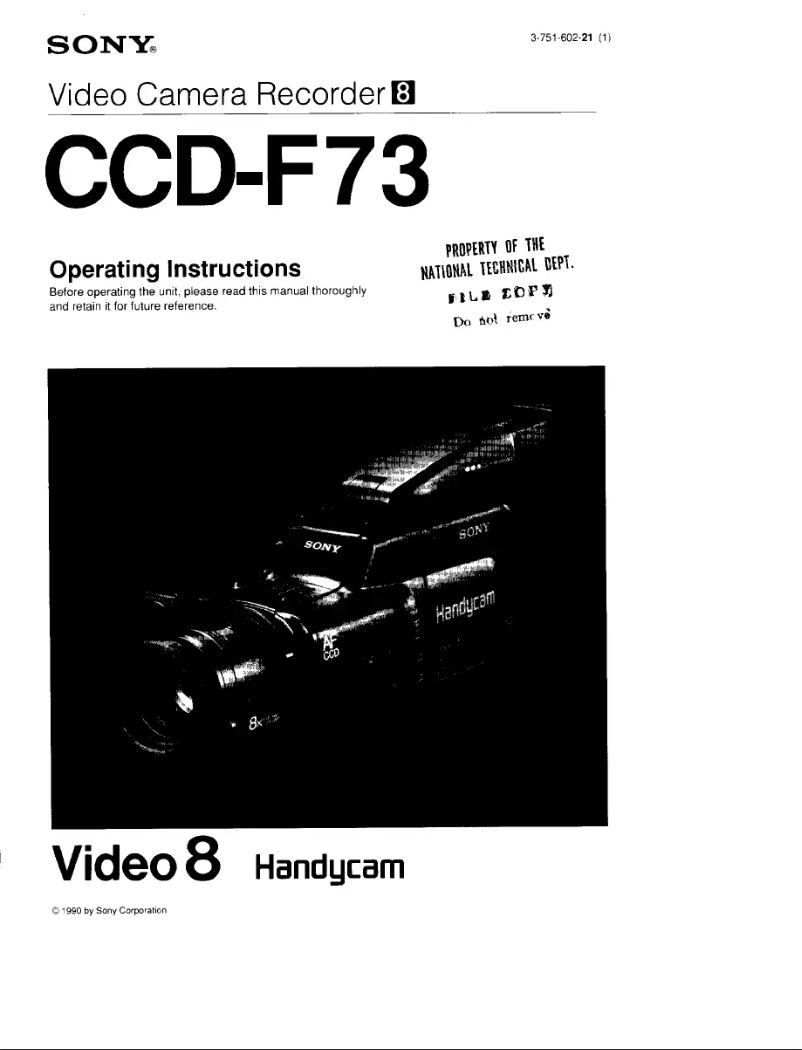 Image de la première page du manuel de l'appareil CCD-F73
