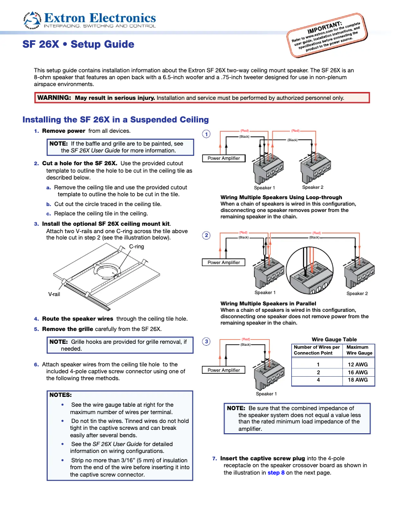 Page n°1 - Manuel utilisateur Extron SF 26X