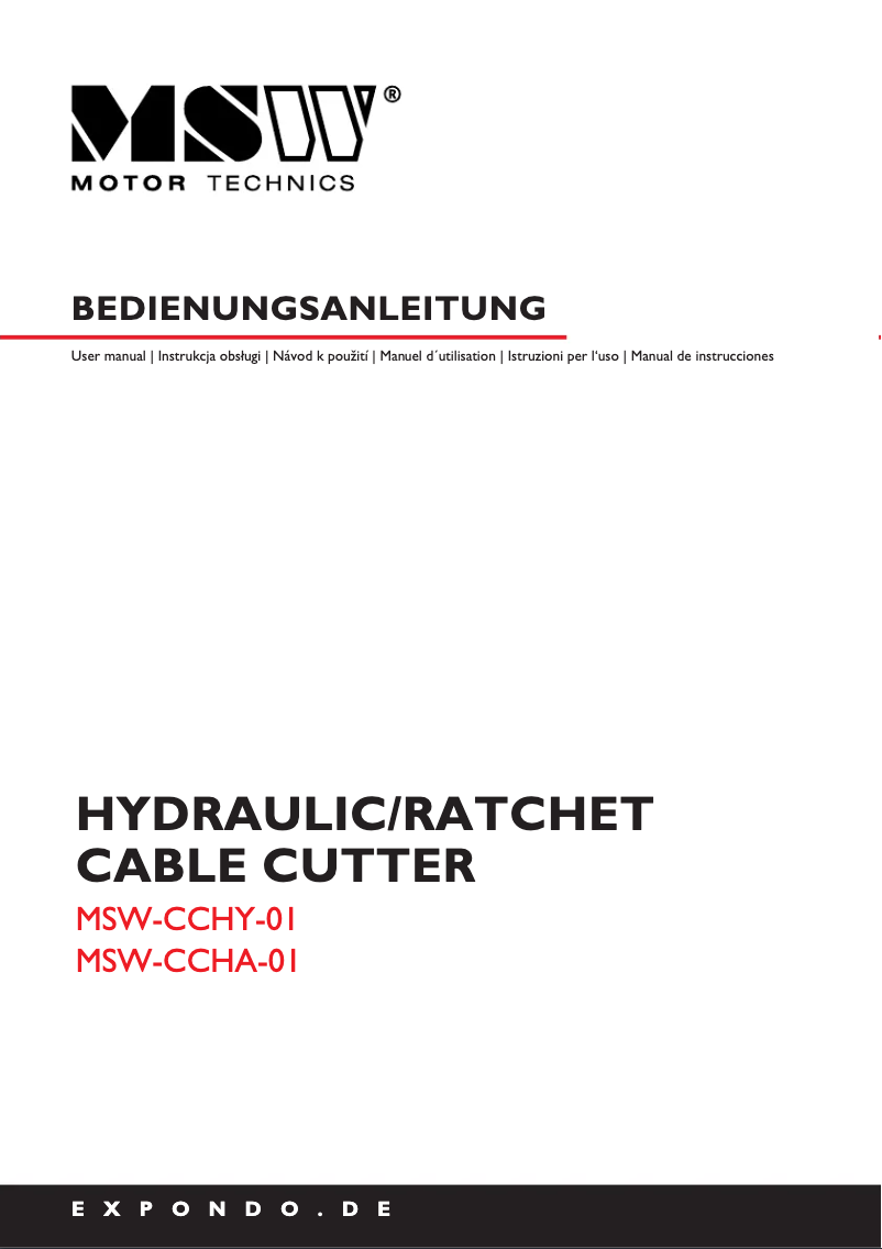 Page n°1 - Manuel utilisateur MSW MSW-CCHY-01