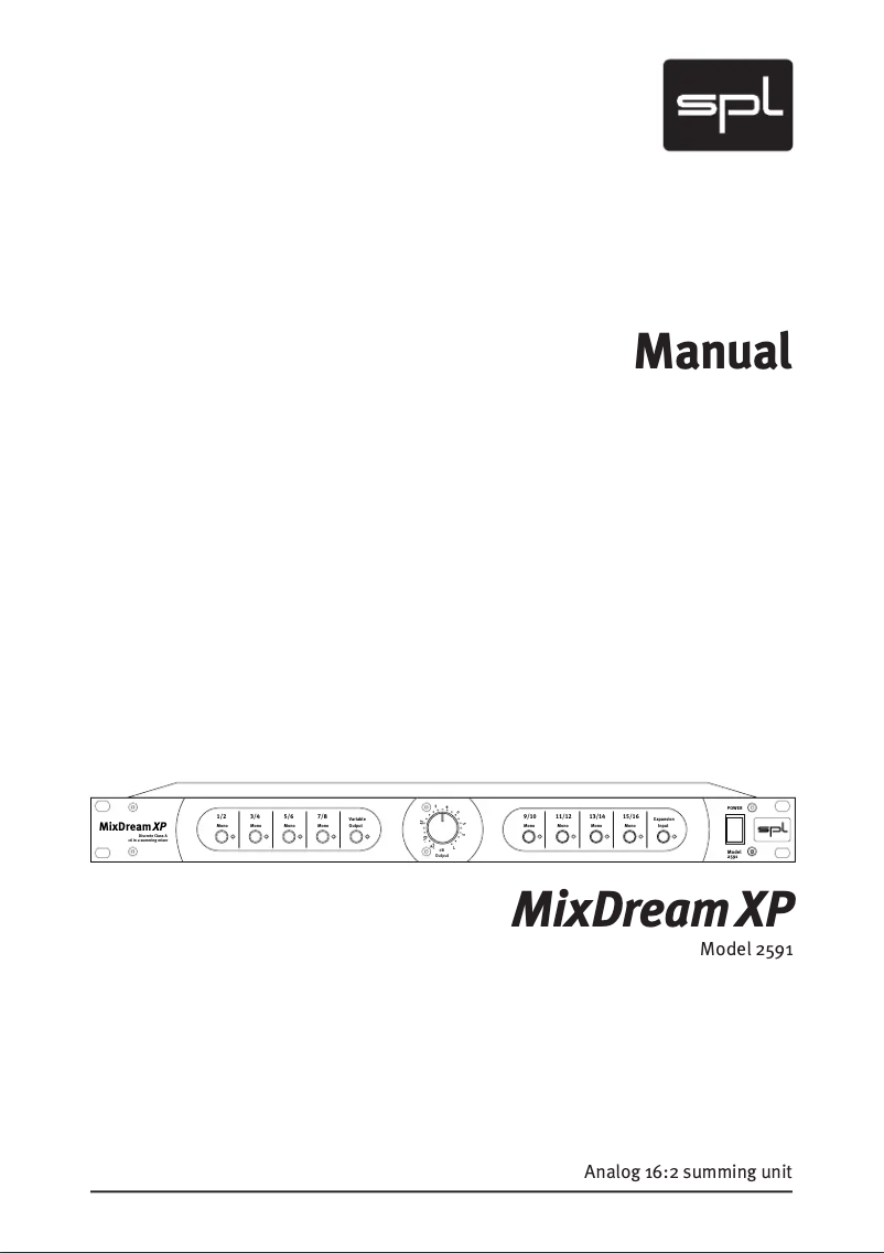 Image de la première page du manuel de l'appareil MixDream XP