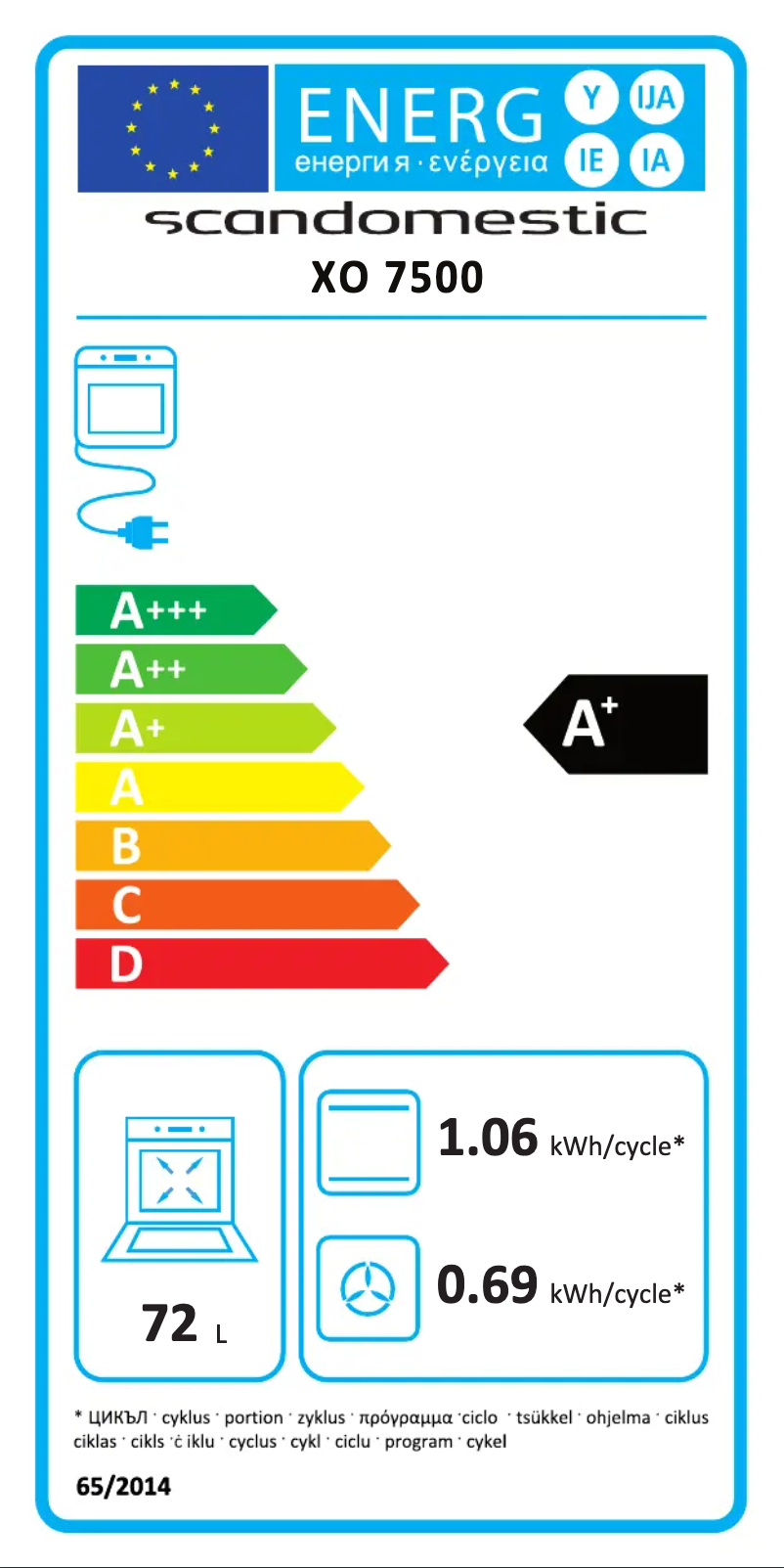 Page 1 de la notice Label énergétique Scandomestic XO 7500
