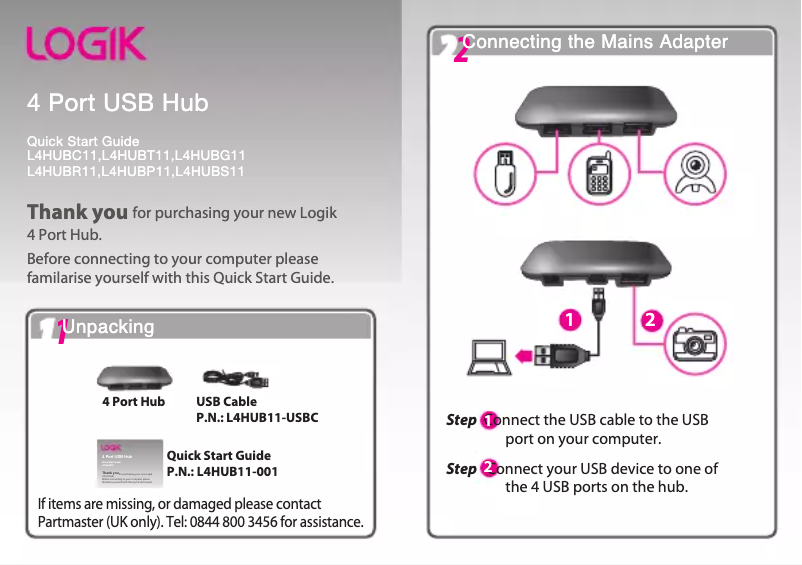 Página 1 del manual Manual de usuario Logik L4HUBS11