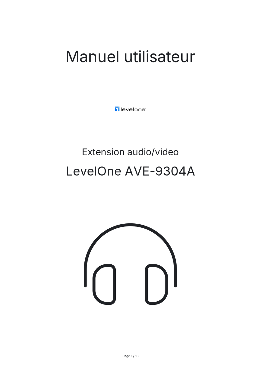 Page n°1 - Manuel utilisateur LevelOne AVE-9304A
