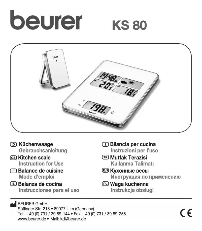 Page 1 de la notice Manuel utilisateur Beurer KS 80