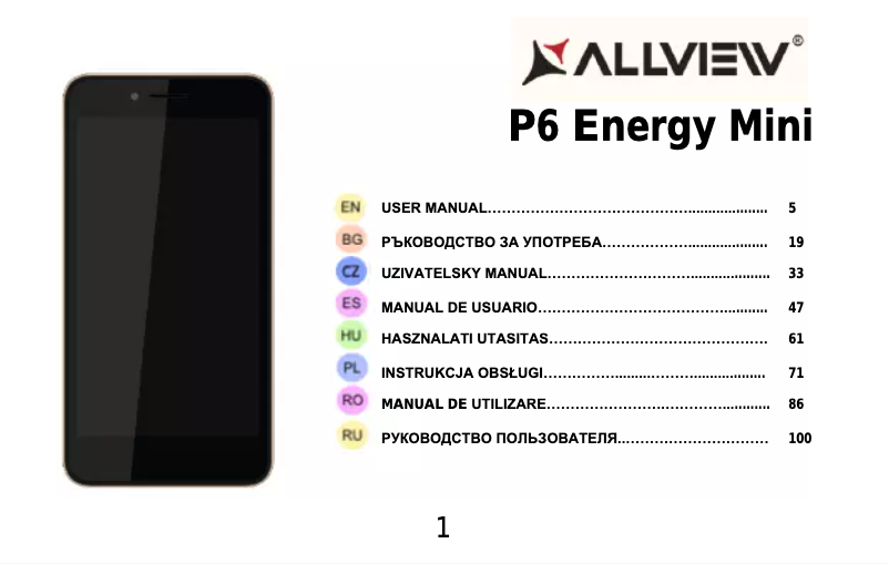 Page 1 de la notice Manuel utilisateur Allview P6 Energy Mini