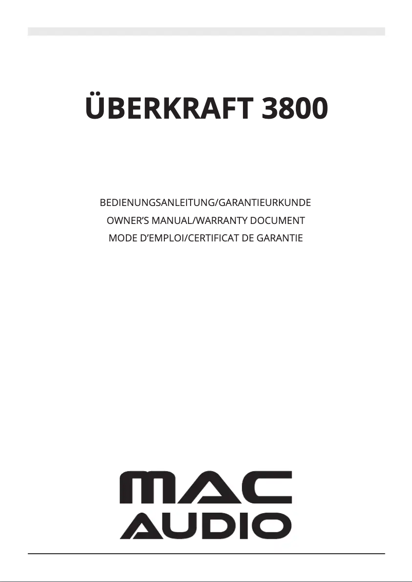Page 1 de la notice Manuel utilisateur Mac Audio Überkraft 3800