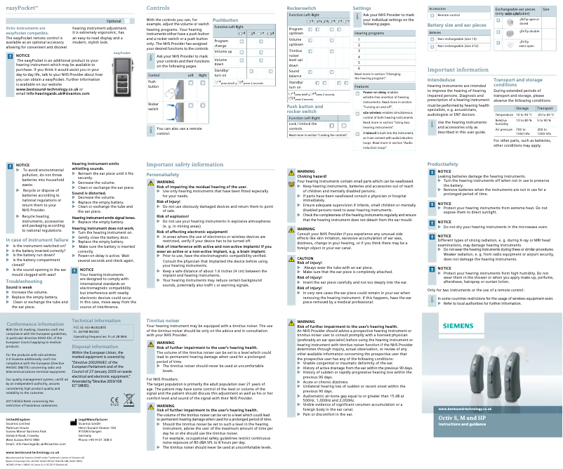 Page 1 de la notice Manuel utilisateur Siemens Octiv HP