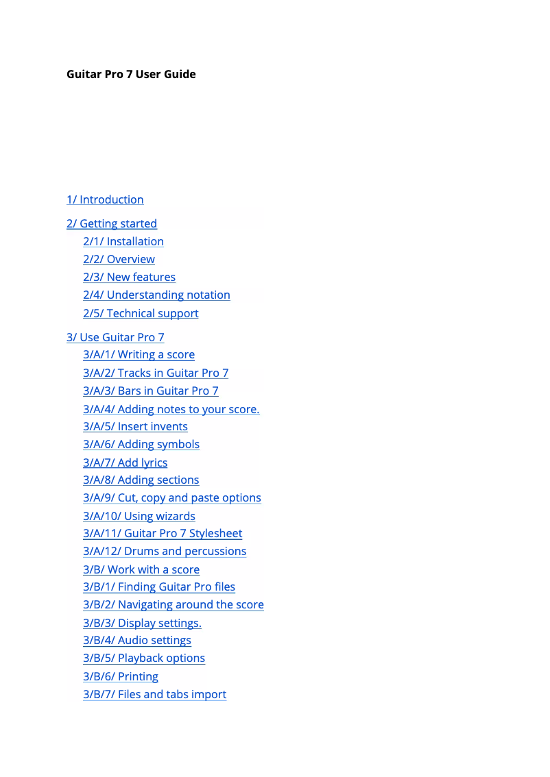 Page 1 de la notice Manuel utilisateur Arobas Music Guitar Pro 7