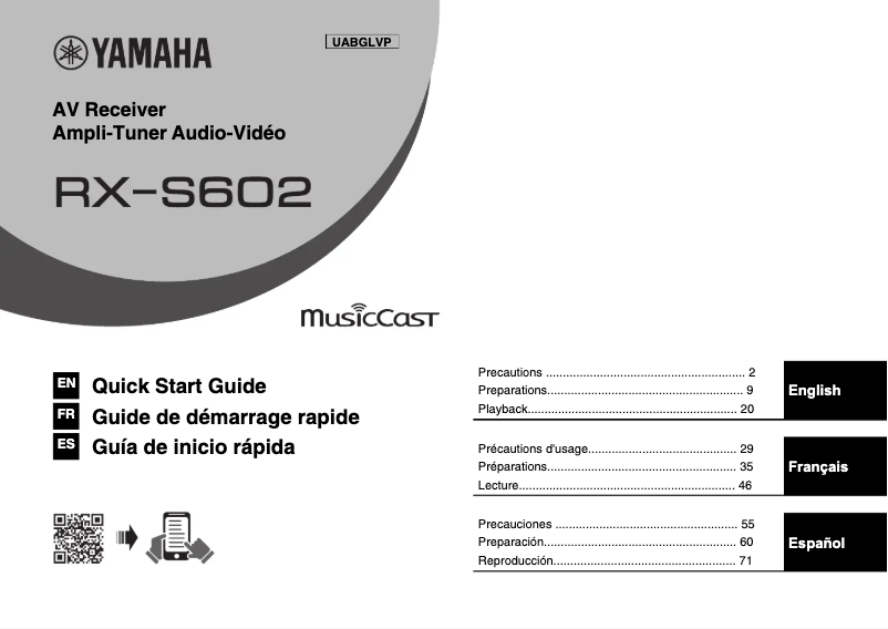 Page n°1 - Manuel utilisateur Yamaha MusicCast RX-S602