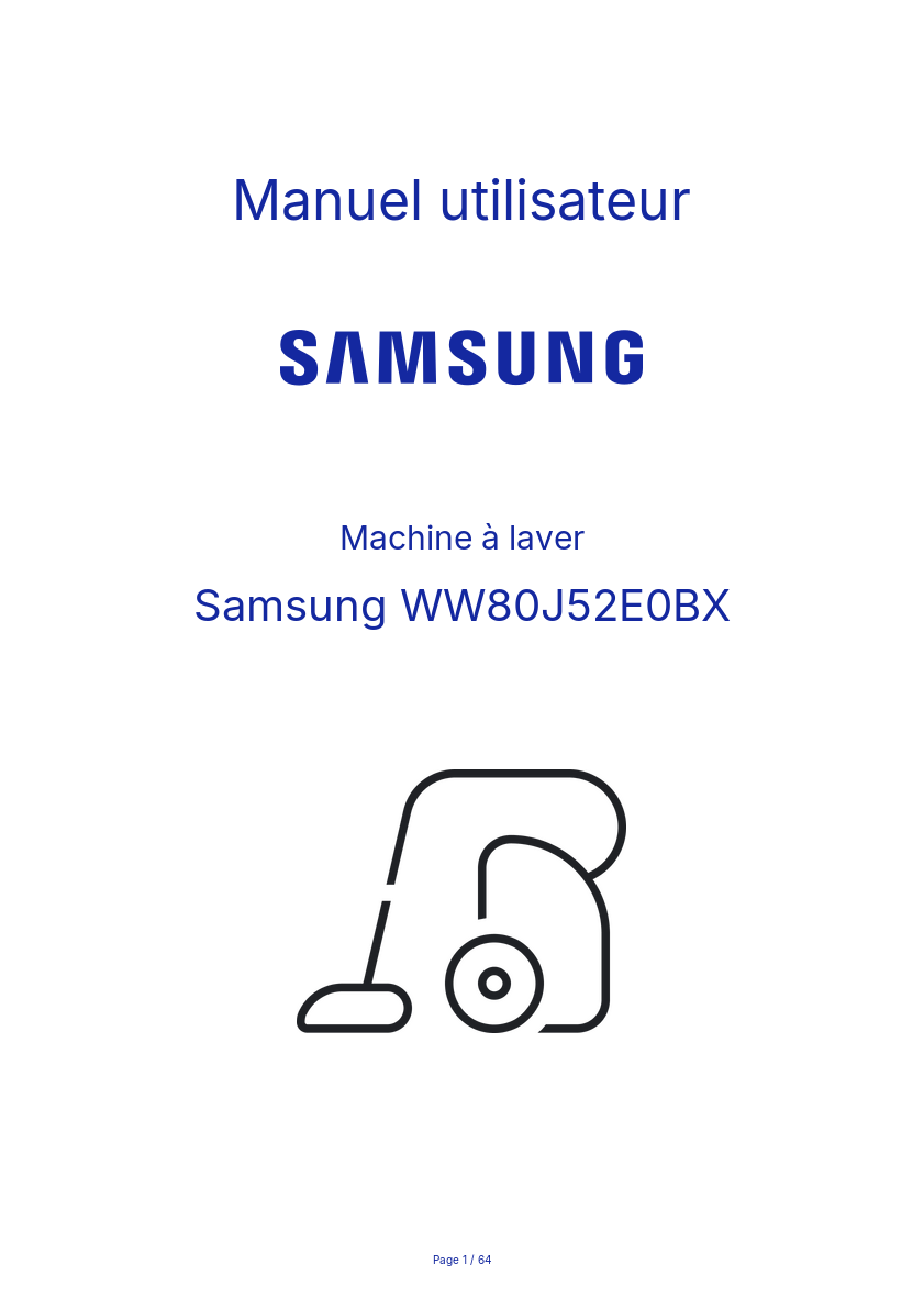 Page n°1 - Manuel utilisateur Samsung WW80J52E0BX