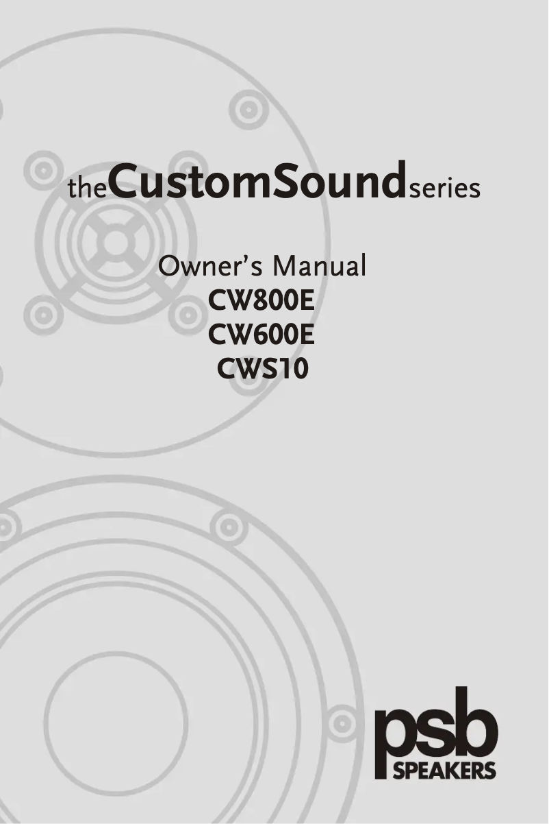 Page 1 of the manual User Manual PSB CustomSound CWS10