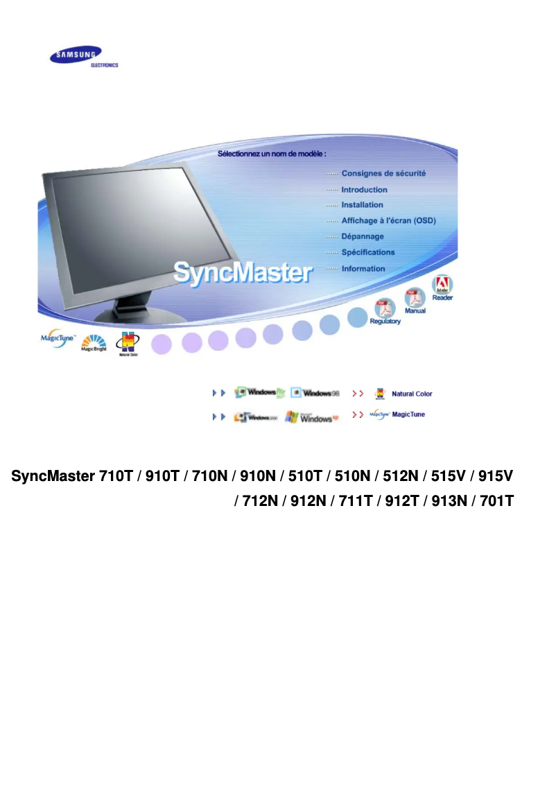 Page 1 de la notice Manuel utilisateur Samsung SyncMaster 712N