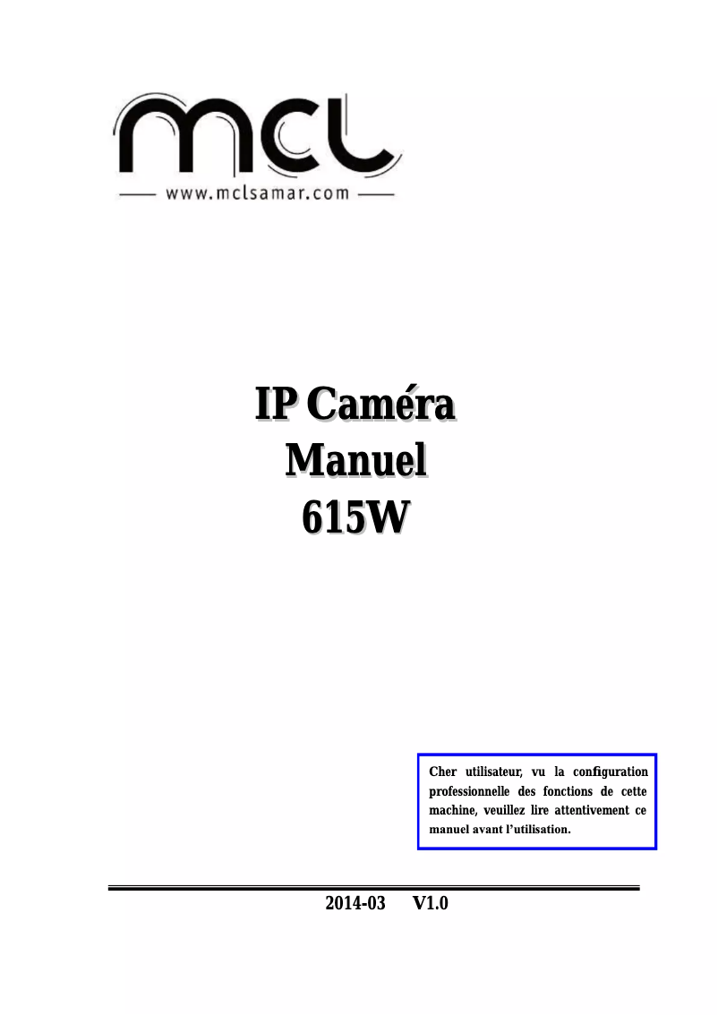 Image de la première page du manuel de l'appareil IP-CAM615AEW