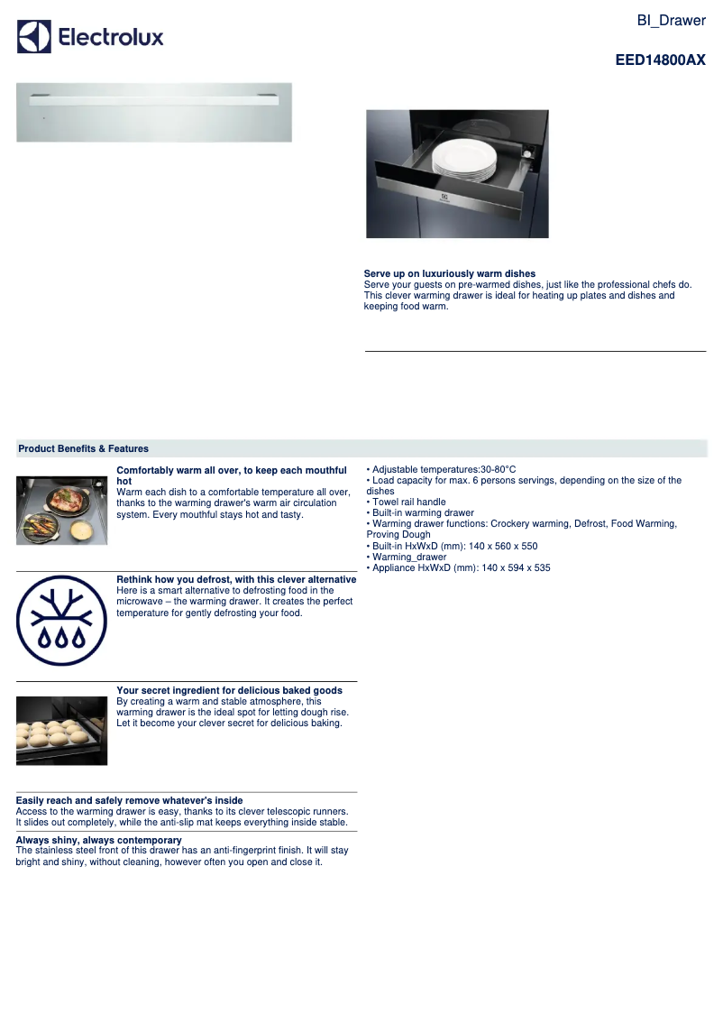 Página 1 del manual Ficha técnica Electrolux EED14800AX