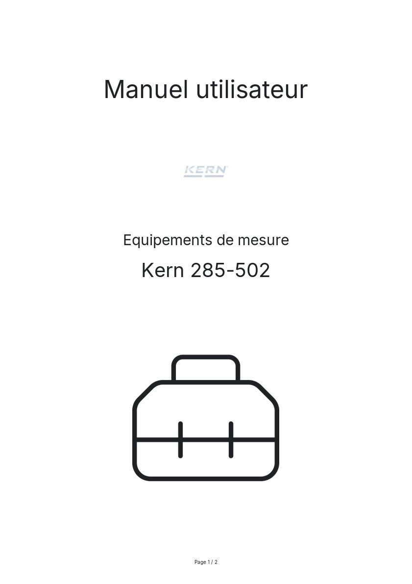 Page n°1 - Manuel utilisateur Kern 285-502