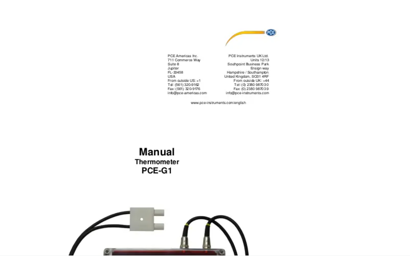 Page 1 de la notice Manuel utilisateur PCE Instruments PCE-G1
