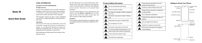 Page 1 de la notice Manuel utilisateur ZTE Blade S6 Lux