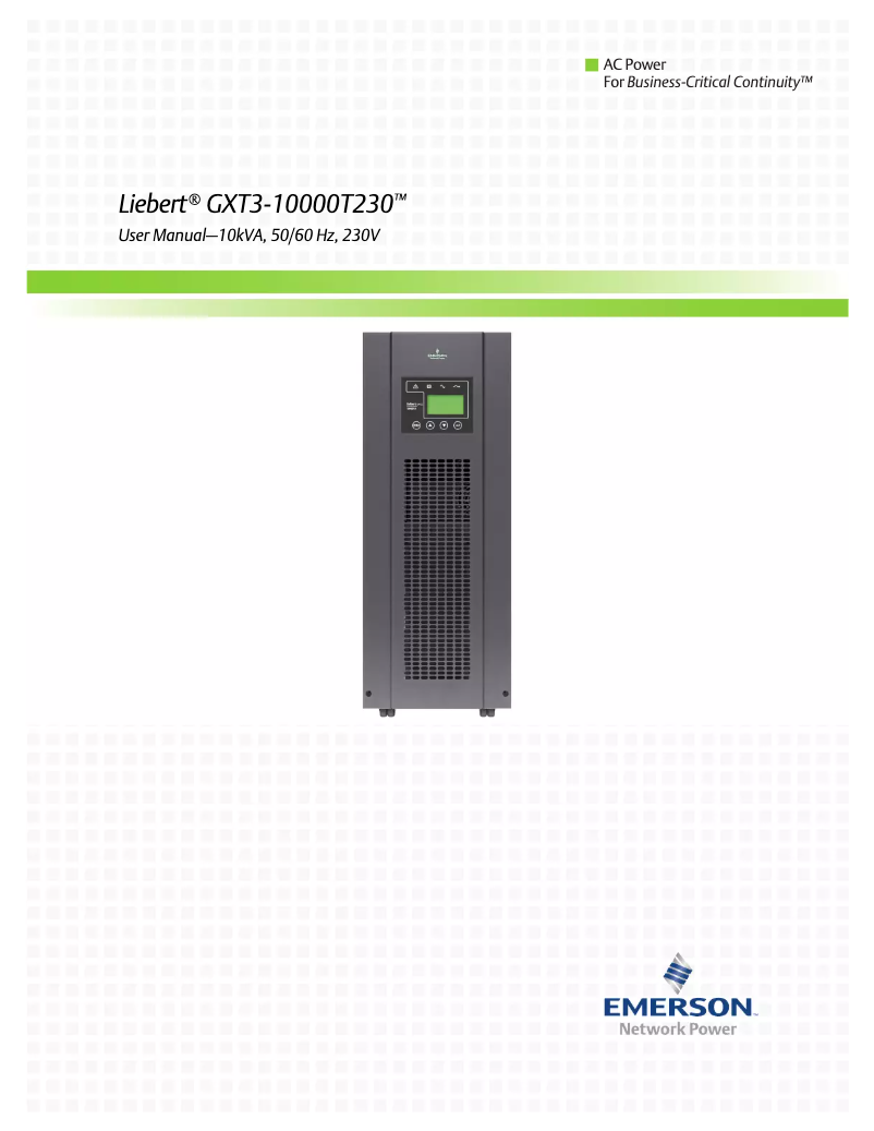 Page 1 de la notice Manuel utilisateur Emerson Liebert GXT3-240TBATTCE