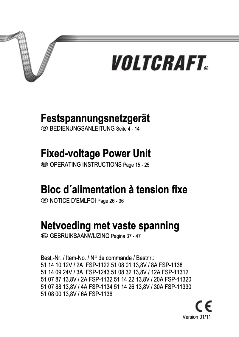 Página 1 del manual Manual de usuario Voltcraft FSP-1122