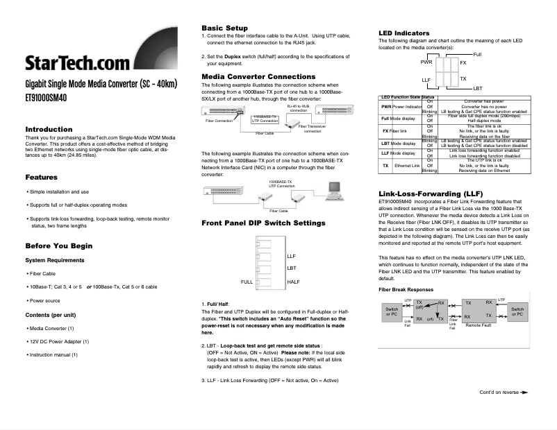 Page 1 de la notice Manuel utilisateur StarTech.com ET91000SM40