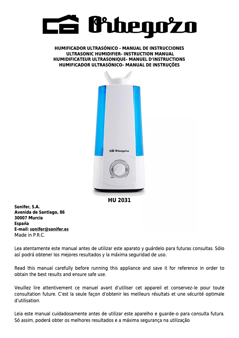Image de la première page du manuel de l'appareil HU 2031