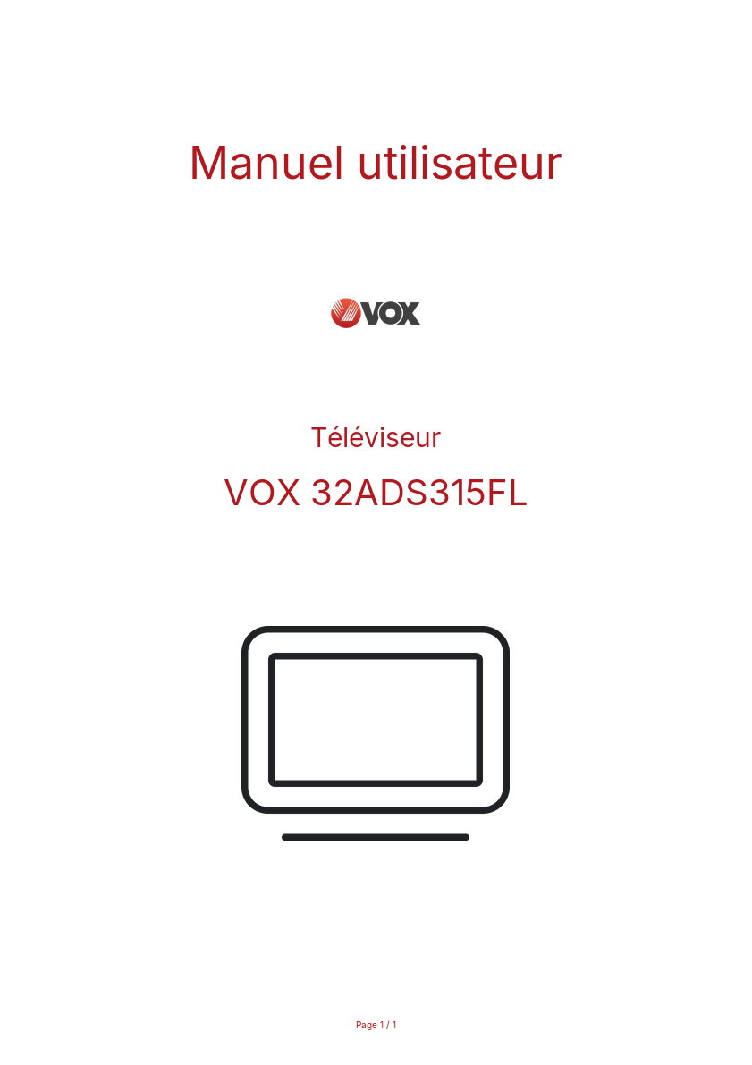 Page n°1 - Manuel utilisateur VOX 32ADS315FL