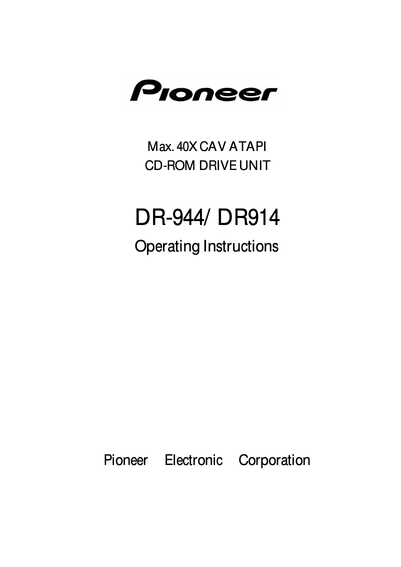 Page n°1 - Manuel utilisateur Pioneer DR-944