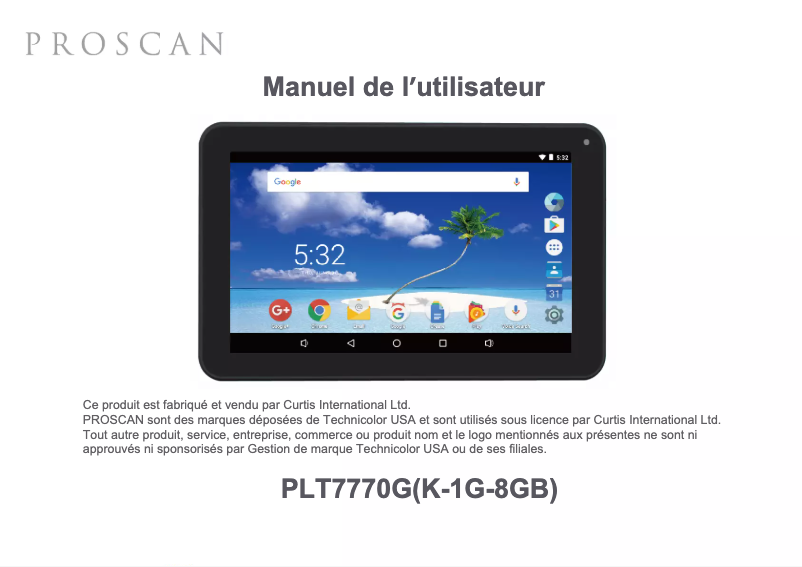 Image de la première page du manuel de l'appareil PLT7770-G