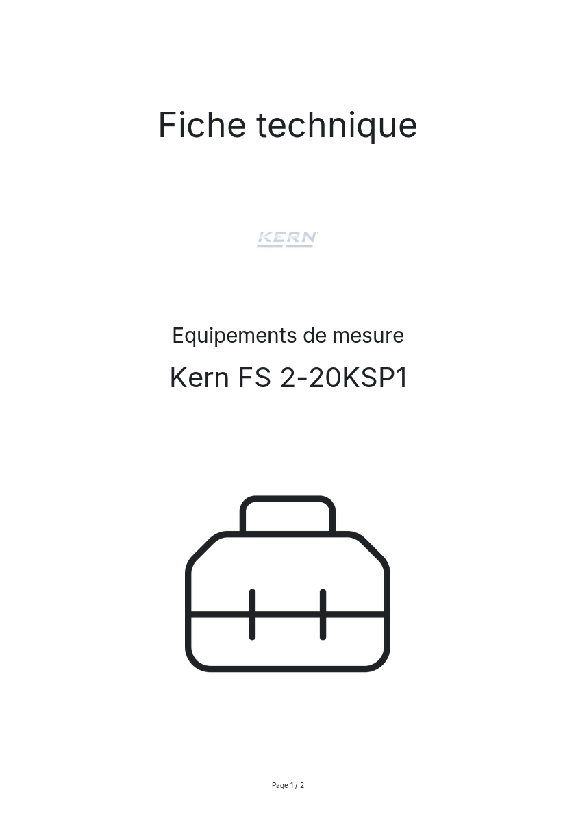 Page n°1 - Fiche technique Kern FS 2-20KSP1
