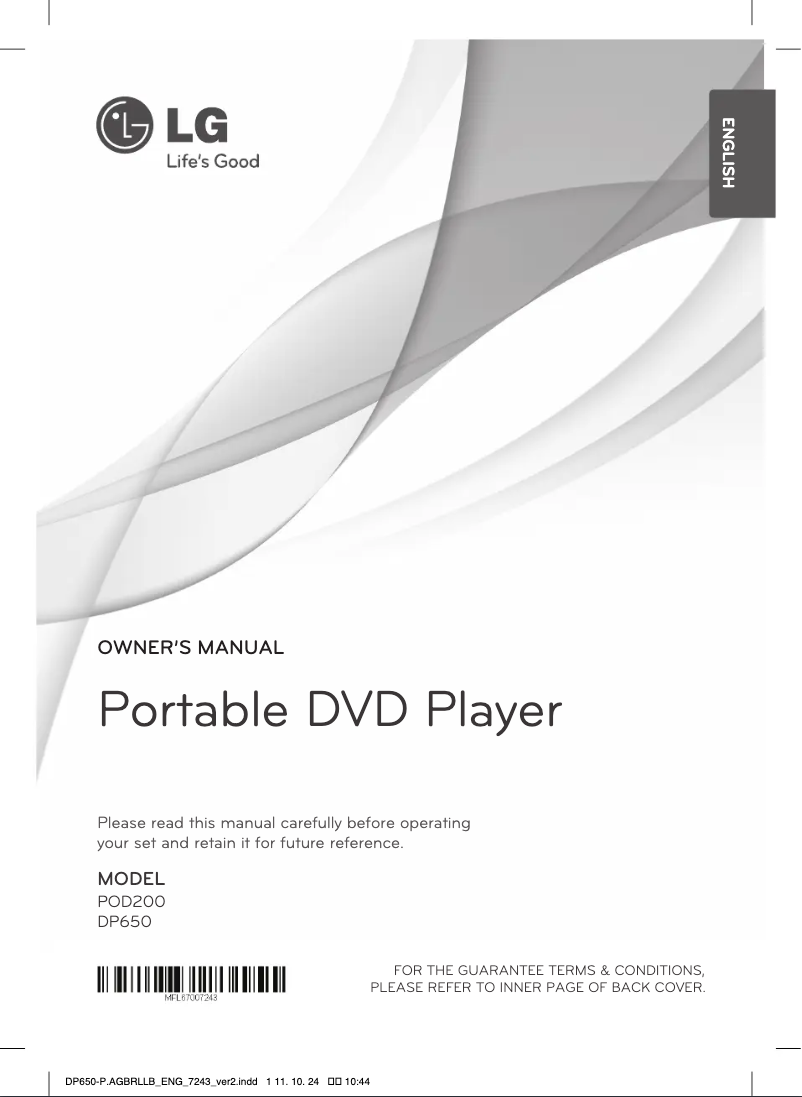 Page 1 de la notice Manuel utilisateur LG POD200